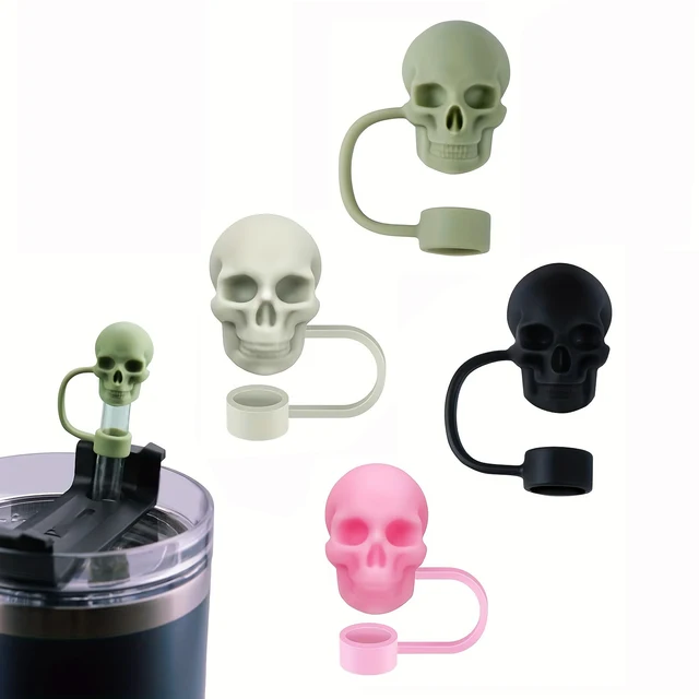 Skull Straw Cover Cap For Cup Reusable 10mm Silicone Straw Topper Compatible 30&40 Oz Tumbler With Handle Tips Lids Skull Straw Cover Cap For Cup Reusable 10mm Silicone Straw Topper Compatible 30&40 Oz Tumbler With Handle Tips Lids