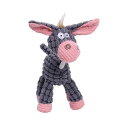 Plush Bite - Resistant Squeaky Corduroy Dog Toy (Little Donkey)