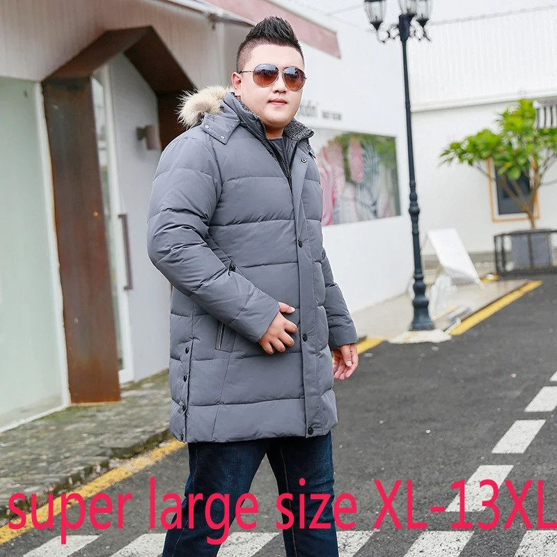 

New Fashion High Quality Men Long Extra Large Thickened Coat White Duck Down Casual Down Jacket Plus Size XL-10XL 11XL 12XL 13XL