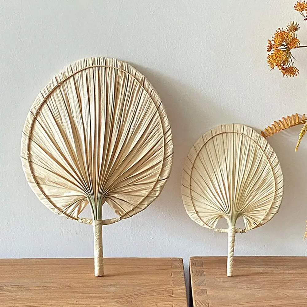 Description Picture 4 of itemHand Fans Hand Made Fan Rattan Decoration For Wedding Natural Palm Leaf Woven Fans Wall Art Decor For Farmhouse Ornaments