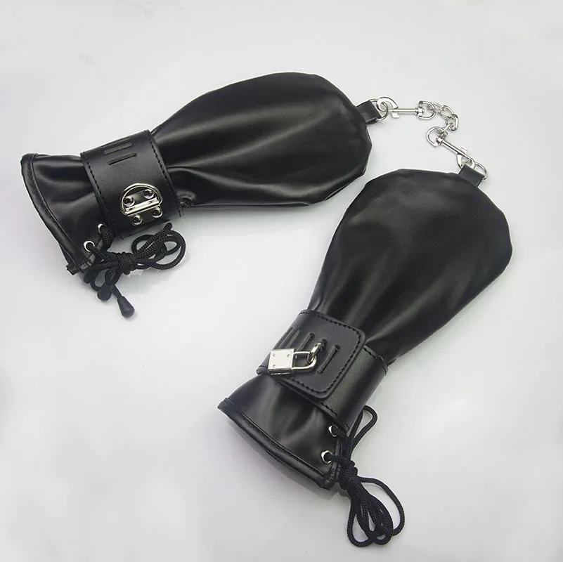 Faux Leather Bondage Mitts,Lacing BDSM Mittens Restraints,Sex Toys for Couples,Puppy Role Play,Crawls Paws