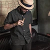Bronson Panama Shirt Vintage Fashion Short-Sleeve Tropical Plain Camp Shirt Men 1