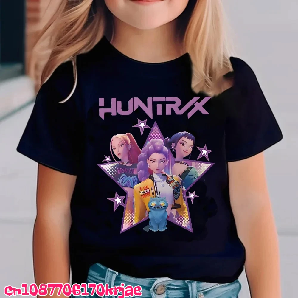 Kpop chasseurs de démons T-shirt pour enfants à manches courtes Saja garçons Kdis T-shirt mignon Kpop chasseurs de démons Harajuku T-shirt pour garçons filles