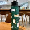 3D Printed Cute Cartoon Cat PVC-Free, Leak-Proof, Matte Finish 750ML Water Bottle,Includes Carry Loop Outdoor Activities 5