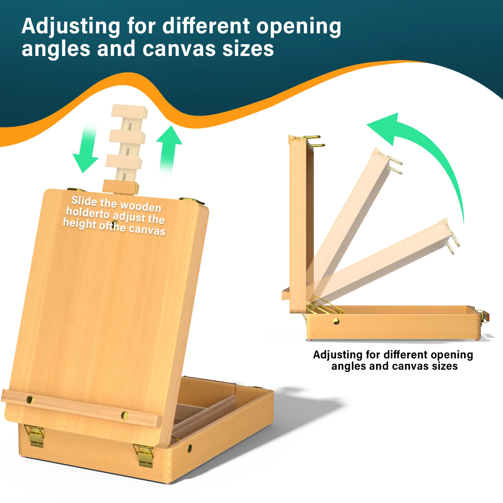 Adjustable Wood Table Sketchbox Easel,Desktop Artist Easel Premium Beechwood Sketch Easel Box for Painters Art Students&Beginner