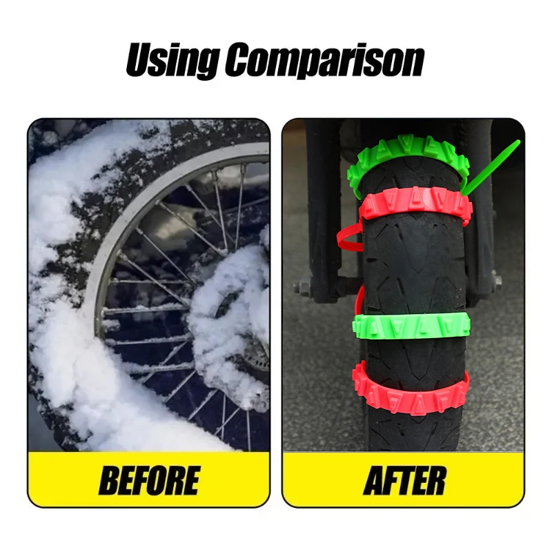 Tire Chains Universal Anti-Skid Snow Chains for Motorcycles Bicycles Winter Tire Wheels Non-slip Cable Ties Motorbike Emergency Chain Tool