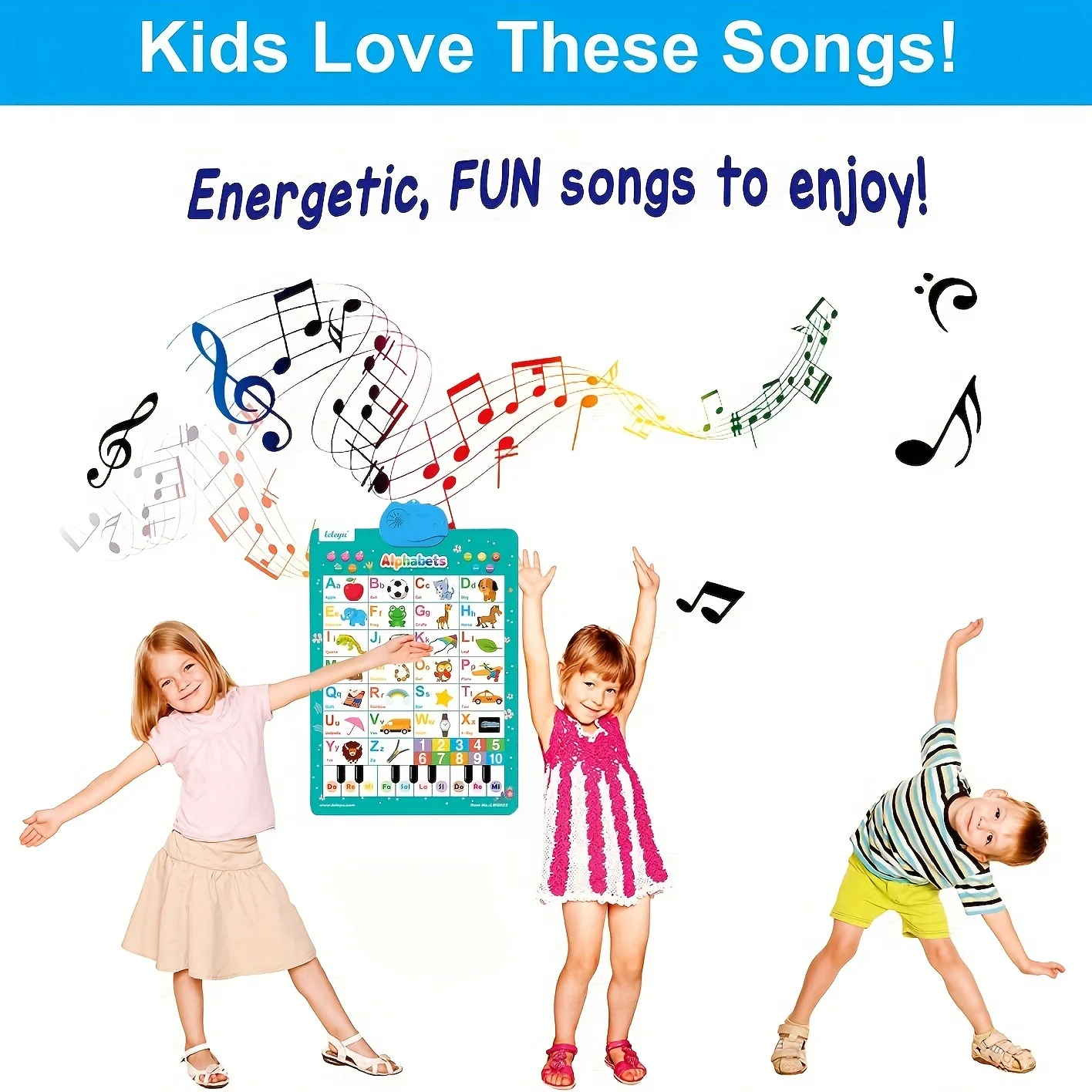 Electronic Learning Wall Chart:ABC,123,words,Piano Keboard&ndash; Interactive Educational Poster, Preschool Gift for Kids,Toddler Toy