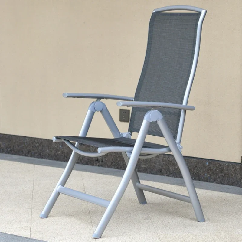 

Metal Single Beach Chairs Handrail Outdoor Patio Rest Beach Chairs Backrest Comfort Lazy Silla Plegable Garden Furniture QF50BC
