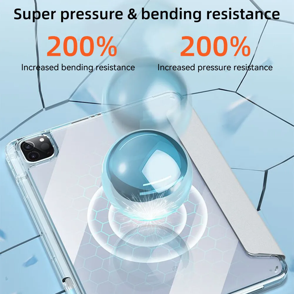 Sleek Tri-Fold Stand Clear Acrylic iPad Air Case with Pen Slot
