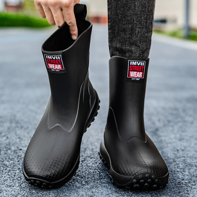 Tmore Botas De Lluvia Para Hombre, Botas De Goma Impermeables, A Media