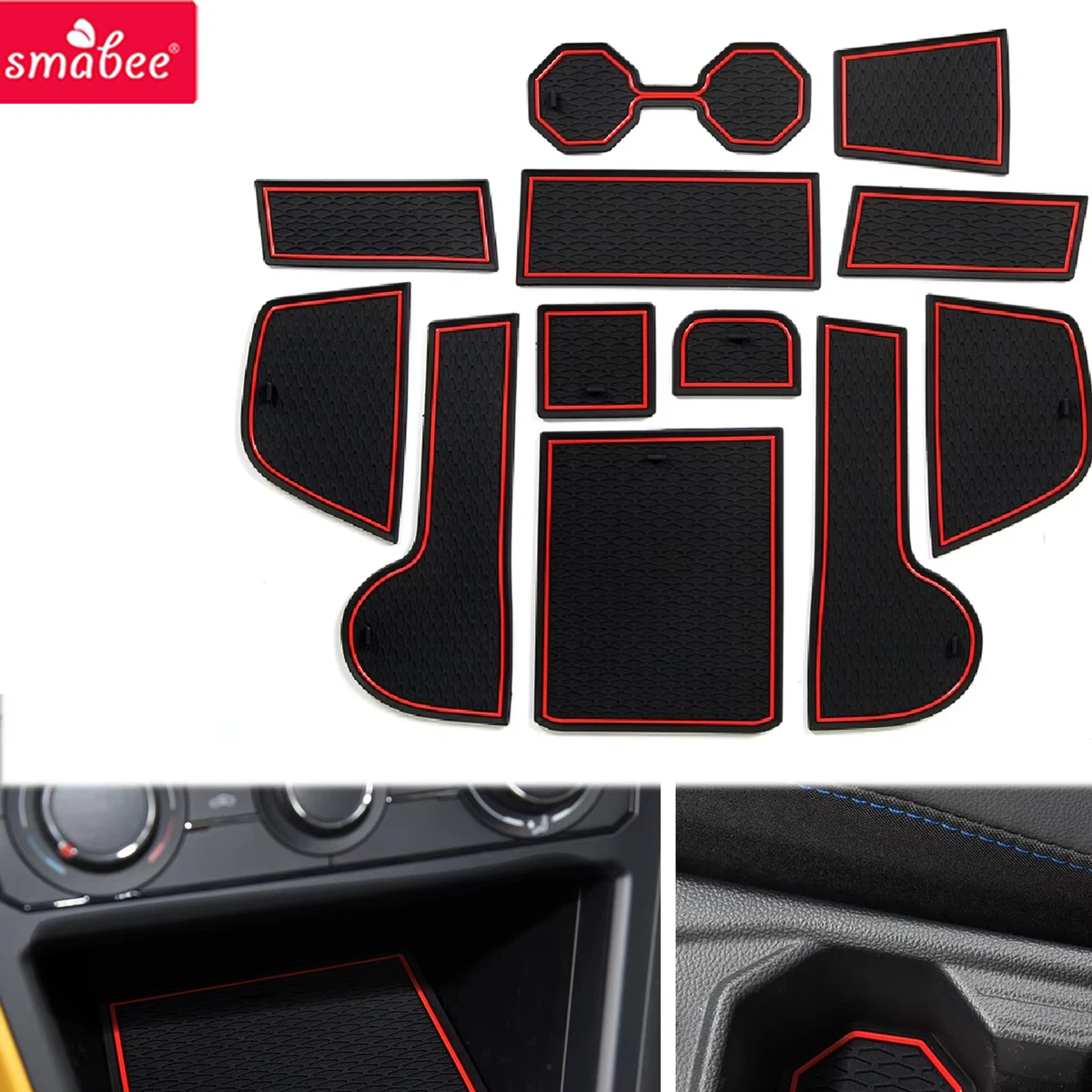Smabee  for VW Volkswagen POLO MK6 AW 2018 - 2025 Anti-slip Gate Slot Mat Door Groove Cup Holder Pad Car  Interior Accessories