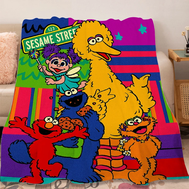 A-Sesame Street 소파 담요, 극세사 침구, 푹신하고 부드러운 담요, 킹 사이즈 담요, 따뜻한 침대 플리스, 캠핑 맞춤형 담요