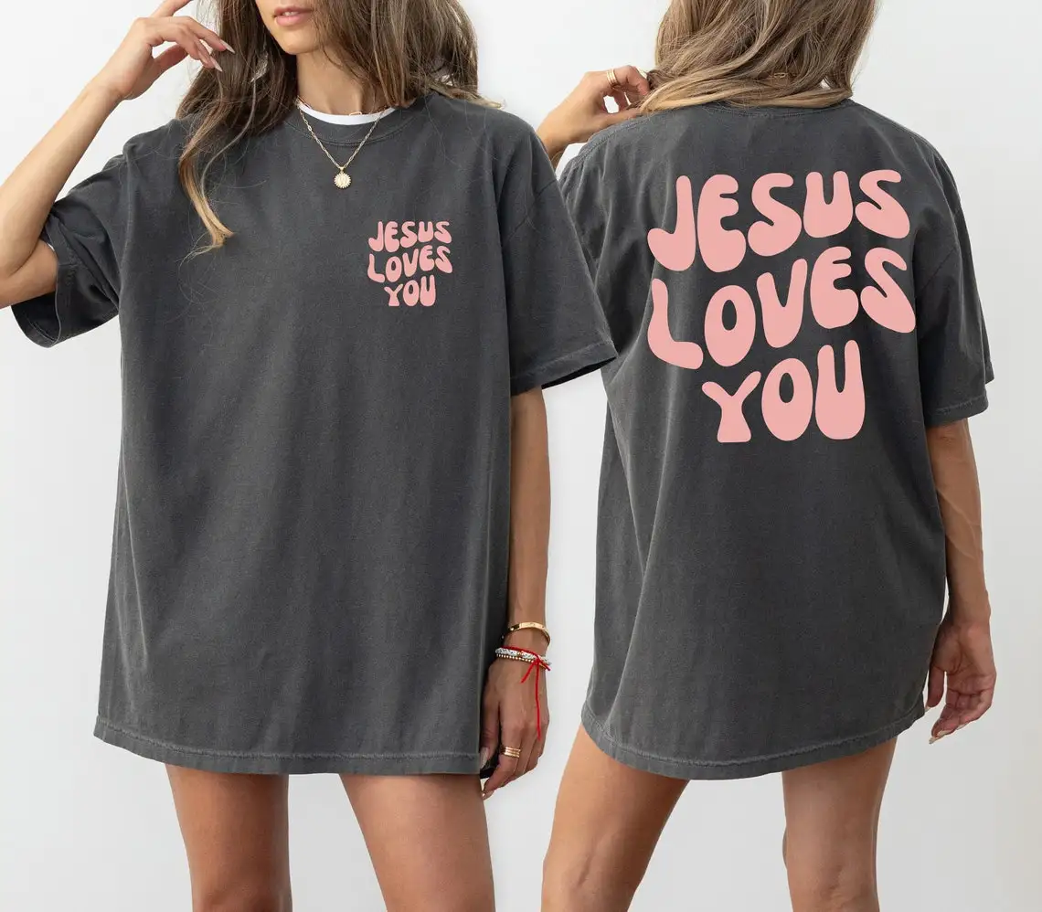 Jesus Loves You 편지 프린트 여성용 티셔츠, 통기성 소프트 티, 스트리..
