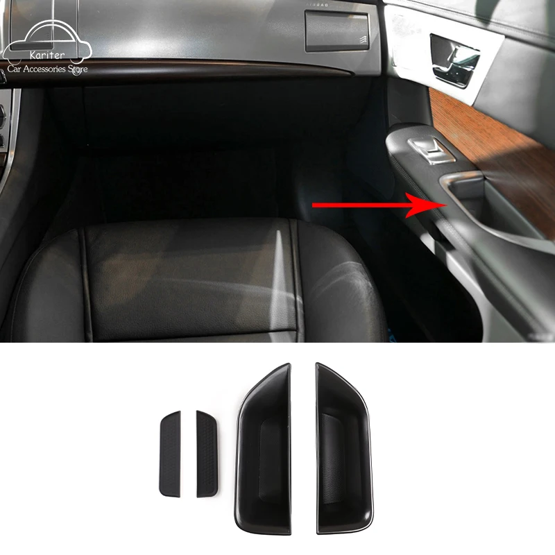 

2Pcs Black Car Door Handle Storage Box Container Glove Auto Organizer Interior Accessories for Jaguar XF 2008 -2015