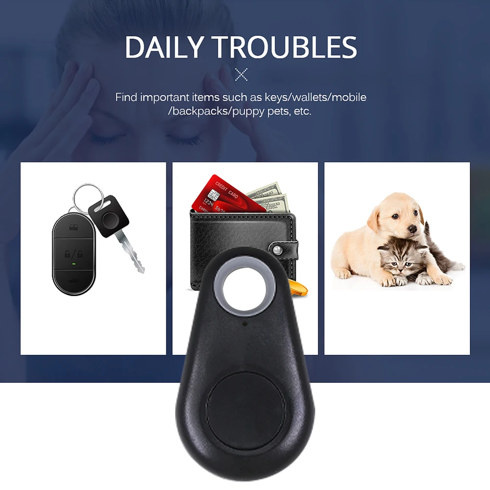 Wallet Tracker Smart Tracker Bluetooth Tracker Smart Mini GPS Tracker Dog Pets Bluetooth-Compatible 4.0 Anti-lost Alarm GPS Locator Wireless Positioning Wallet Pet Key
