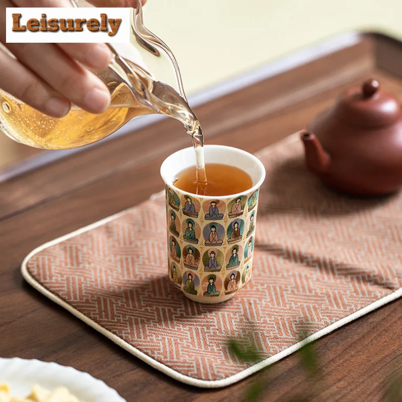 Zen Dunhuang Thousand Buddha Ceramic Teacup Antique Tea Bowl Set of Cups Tea-tasting Meditation Cup Chazhan Master Cups Teaware
