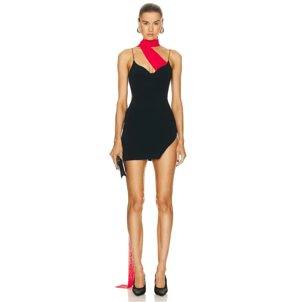 

High Quality Women Sexy Off The Shoulder Halter Bodycon Mini Bandage Dress Celebrate Fashion Nightclub Party Dress Wholesale