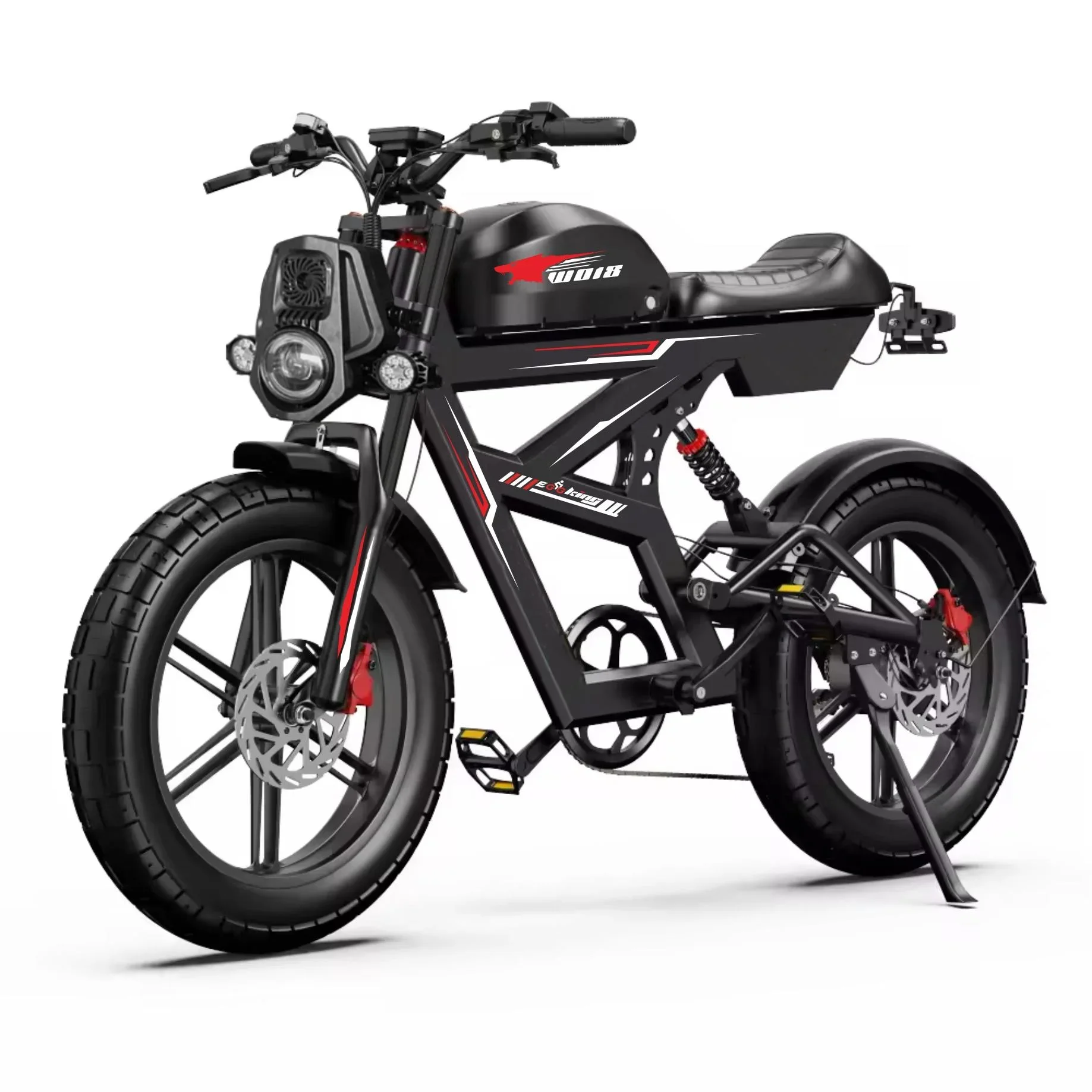 אופניים חשמליים חדשים לשנת 2025 Ebike WO18 2000W 48V 25Ah עם שני מנועים, ספיגת זעזועים קדמית ואחורית, צמיג שמן בגודל 20*4.5 אינץ', אופני הרים חשמליים