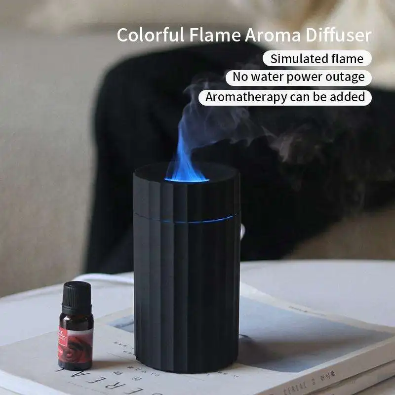 Air Humidifier with Flame Effect Essential Oil Diffuser Quiet Aroma Diffuser  Home Fragrances Car Refresh 100ml 7 Colors Fires - AliExpress