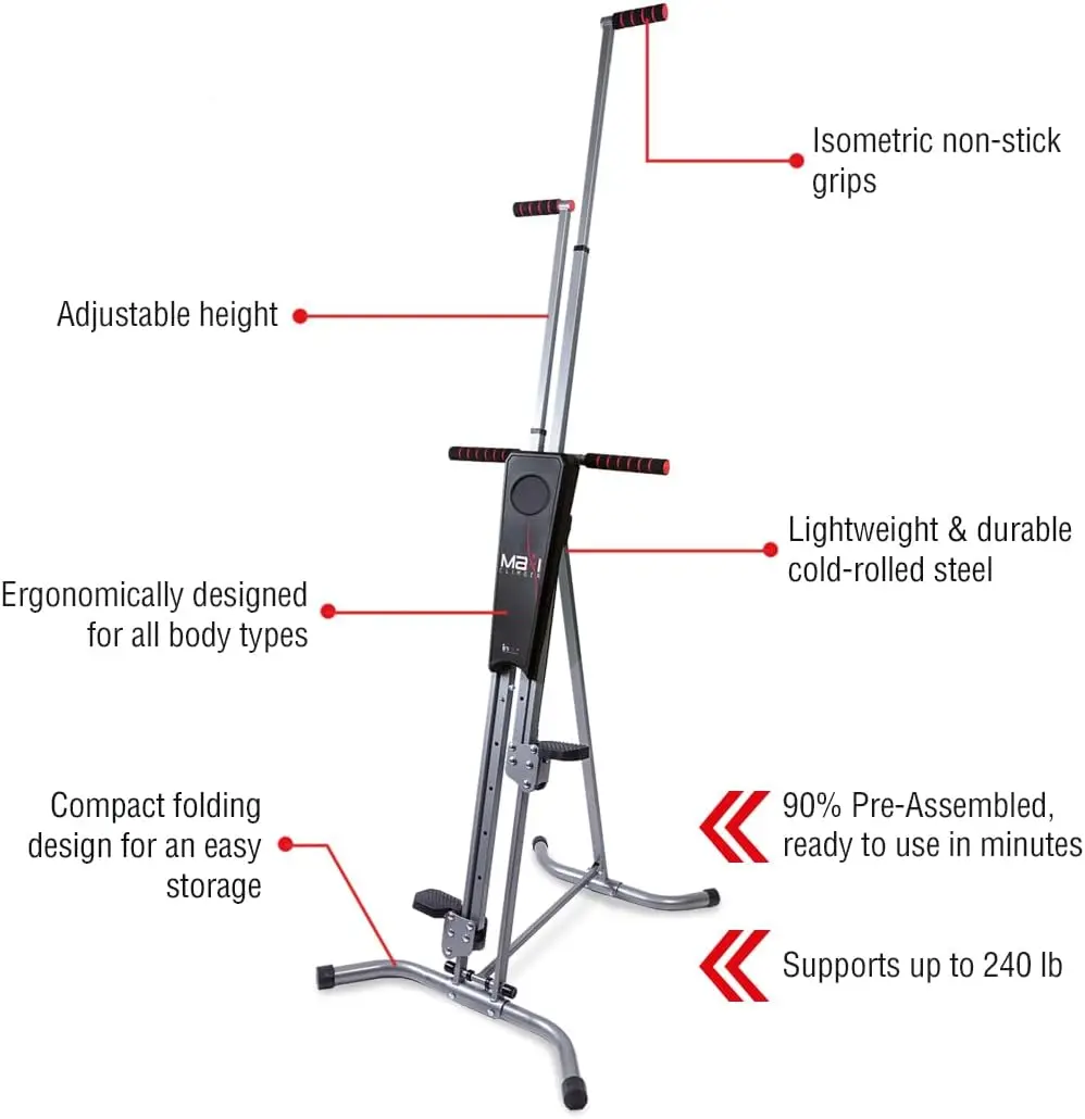 Vertical Climber ERS (Elastic Resistance System) - Easy to Assemble, Folding Exercise Machine Combines Cardio & Strength