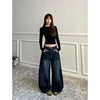 Blue Women's Retro Y2K 2000s Wide Leg Baggy Casual Denim Trouser High Waist Loose Jeans 2024 Autumn Harajuku Full Length Pants 3