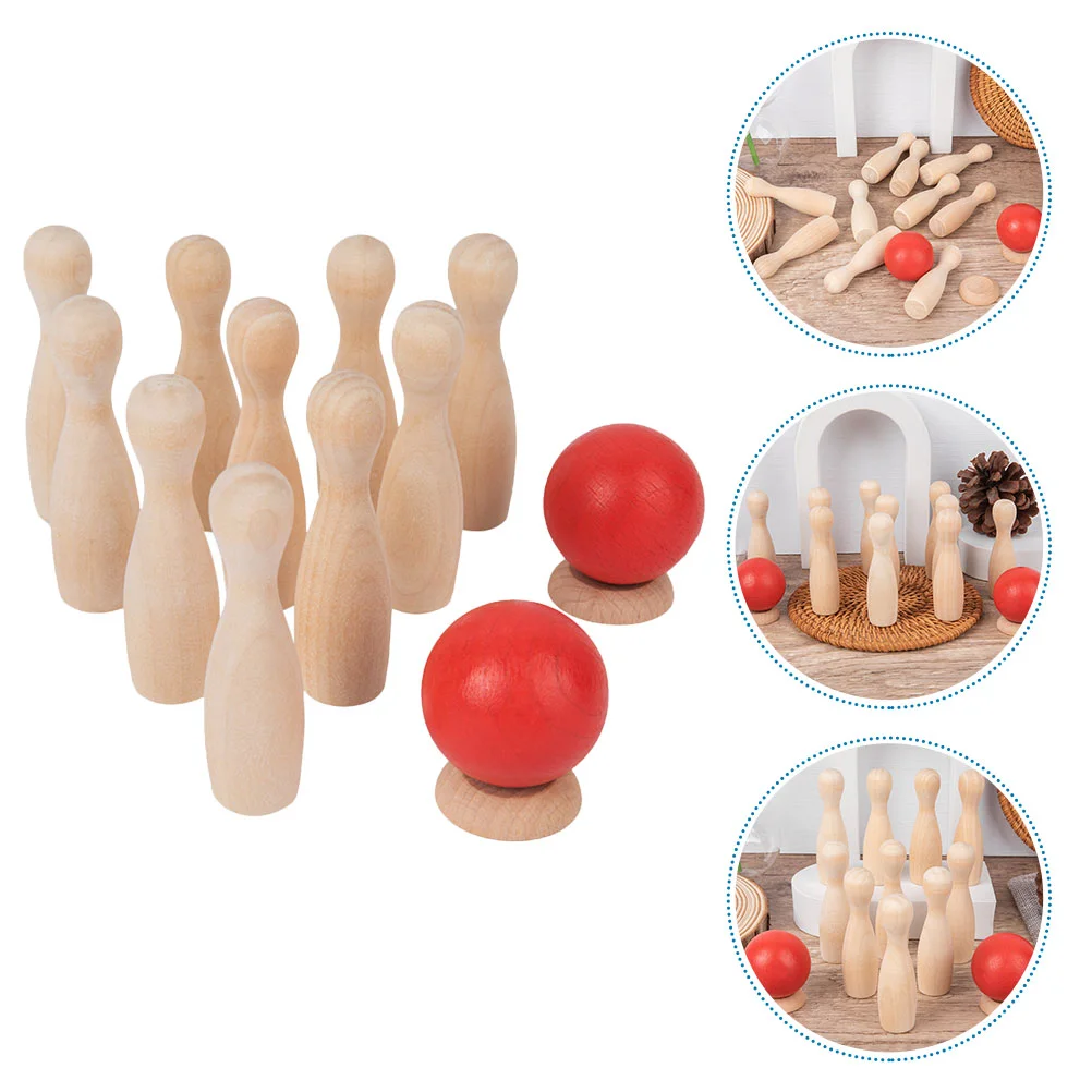 Wooden Desktop Bowling Toys Kids Sports Products Child Play Equipment Family Party Favors Miniature Bowling Set Indoor