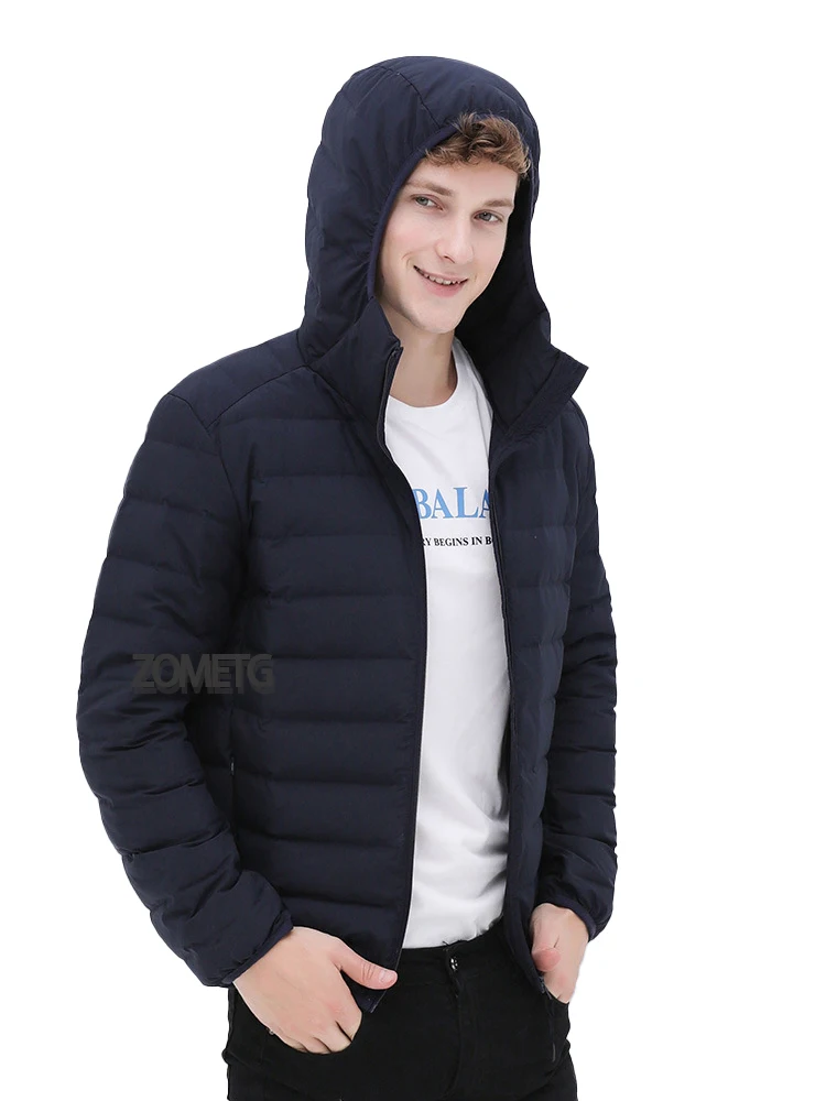 

Мужской пуховик с капюшоном, зимняя уличная одежда на белом утином пуху, модная верхняя одежда