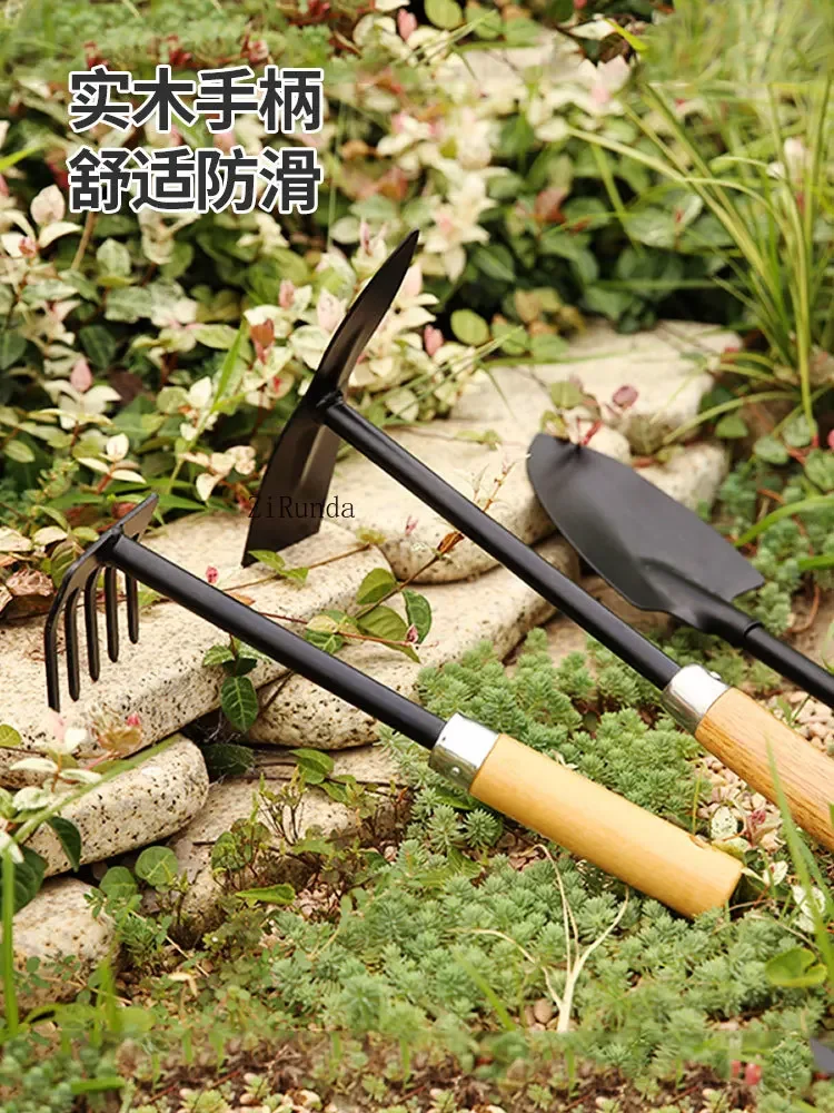 ~Gardening Flower Growing Vegetables Wooden Handle Shovel 3-piece Set Household Potted Planting Flower Shovel Hoe Tool 3