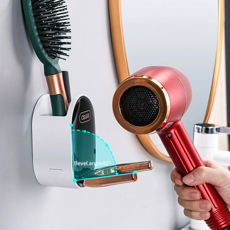 Wall Mounted Hair Dryer Holder Foldable Bathroom Organizer Storage Holder Home Hair Brush Storage Bracket Dryer Rack