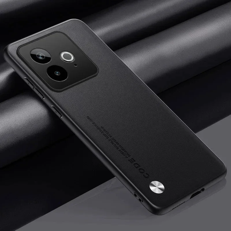 Premium PU Leather Matte Silicone Protective Case - Shockproof Hard Bumper Cover