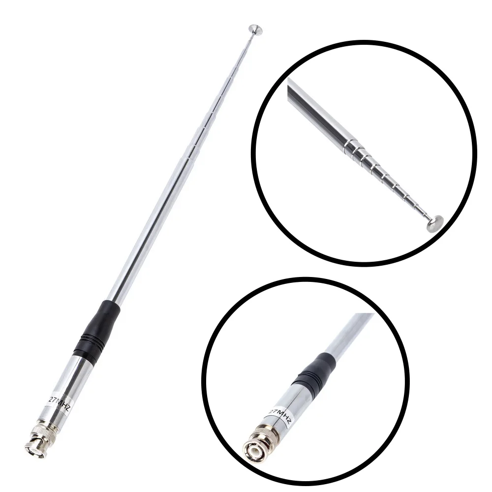 27MHz BNC Male Connector Telescopic/Rod HT Antenna 9-Inch To 51-Inch Suitable for CB Handheld/Portable Radio