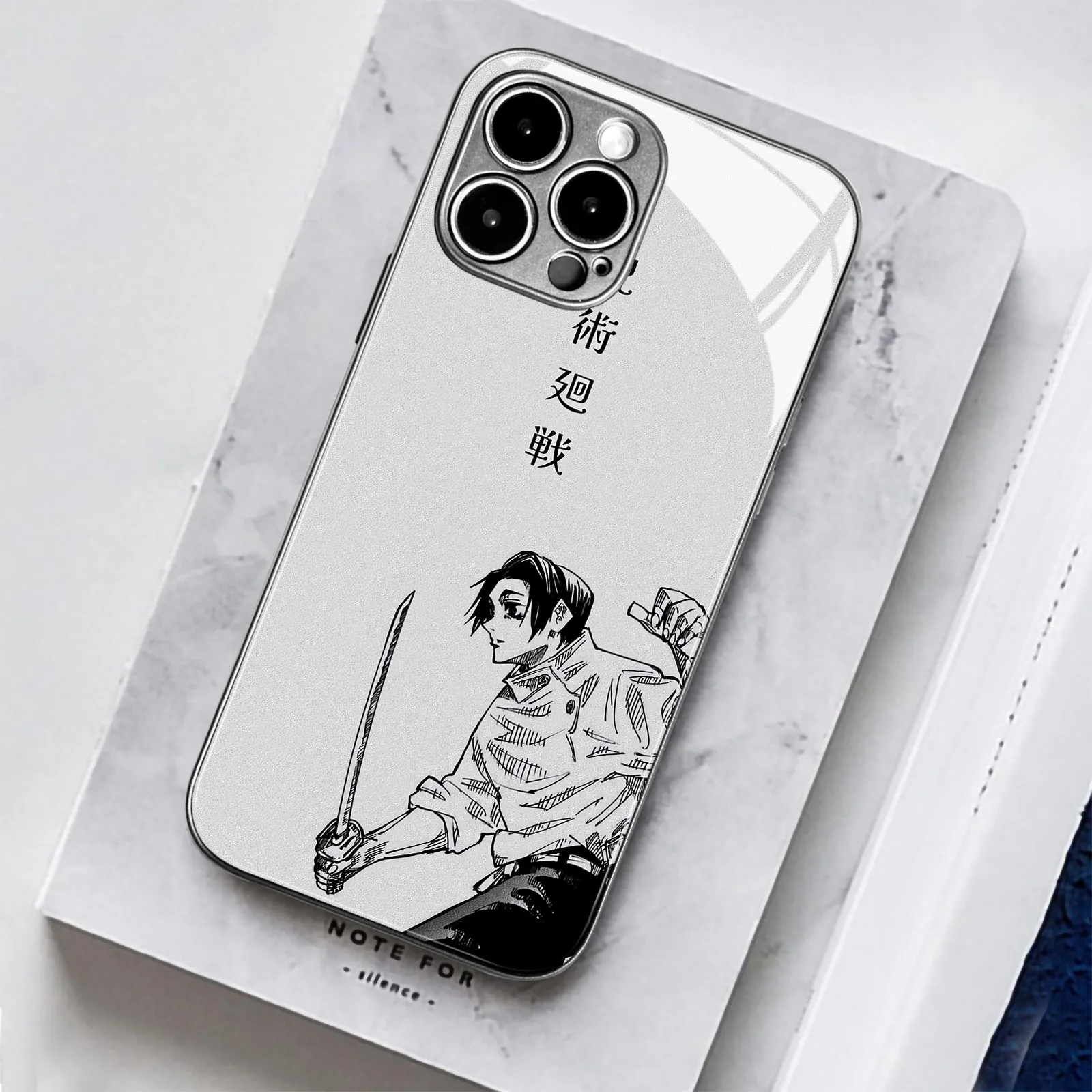 Yuta Аниме Серебристый ТПУ закаленное стекло Okkotsu-манга цвета телефонный чехол для iPhone 15 14 11 Pro Max 7 8 15 Plus 12 13 Mini Xr Xs
