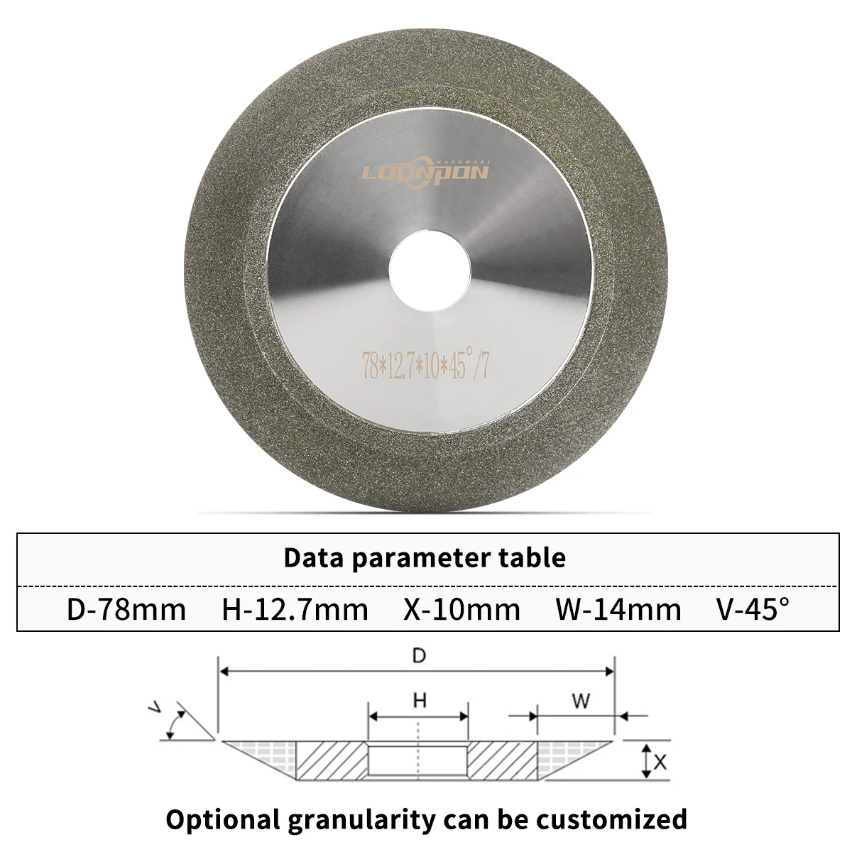 78/80 mm galvanisierter Diamant-Schleifscheibenbecher für Hartmetall-Schärfschneider, Werkzeug, 1 Stück – Detail 4