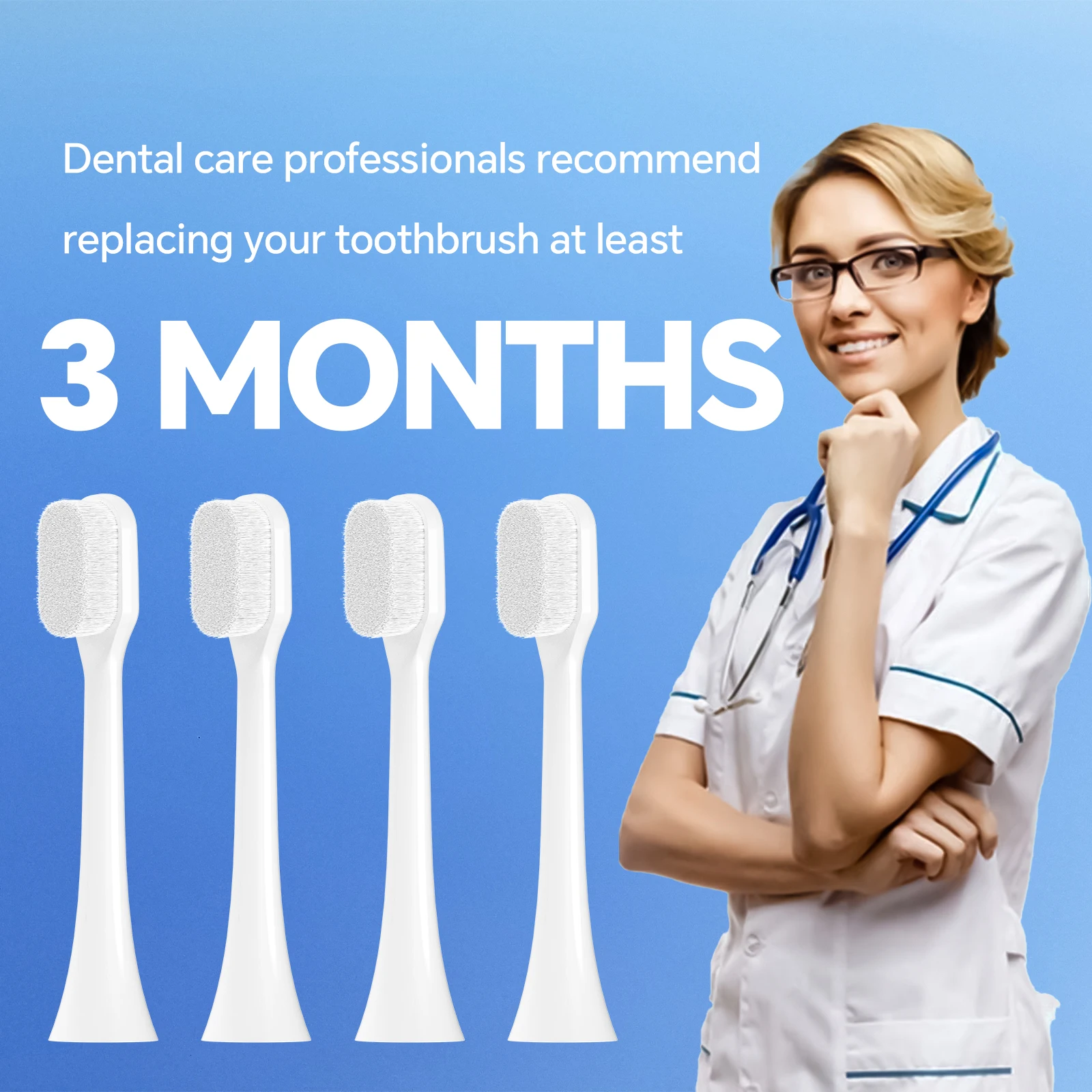 6x Ultra Soft Replacement Brush Heads Compatible with Philips Sonicare Electric Toothbrush 4100/6100/1100/2100/6500/9000/9300