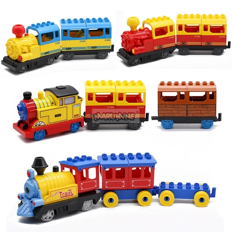 Duplo Train piste briques 56-68 pièces avec pont blocs de construction  créatifs ensemble Duplo Rail pistes briques cadeau de noël pour les enfants  - AliExpress