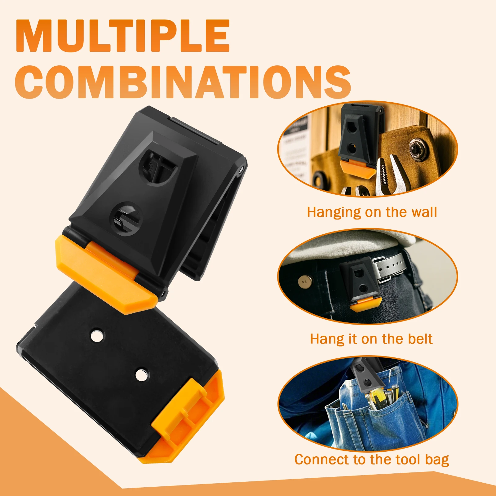 6Pcs Tool Belt Clip ABS Tool Belt Buckle Fast Put On and Release Tape Measuring Clip Stable Waist Pouch Clasp for Tote Bag