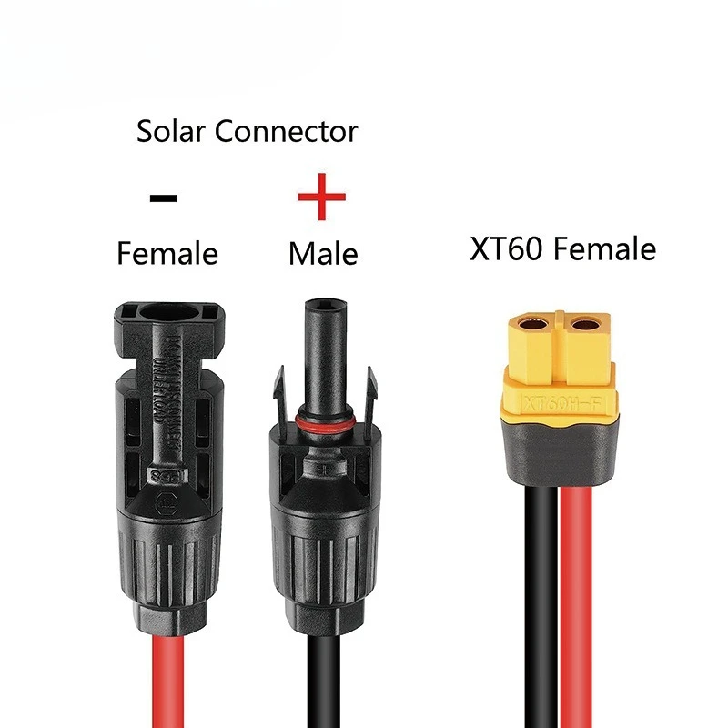 0.6M/1.5M/3M XT60 어댑터-여성 플러그 태양광 커넥터 충전 연장 케이블 12AWG 전력 스테이션 태양광 발전기용 와이어