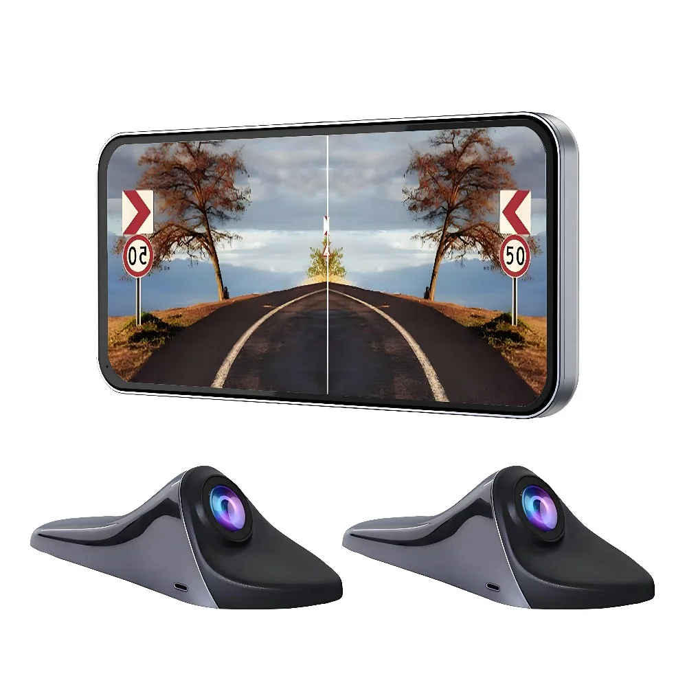 6.25인치 AHD 듀얼 채널 차량용 전자식 후방 거울 BSD 사각지대 감지 경고 사이드 뷰 주차 보조 시스템 차량용 DVR