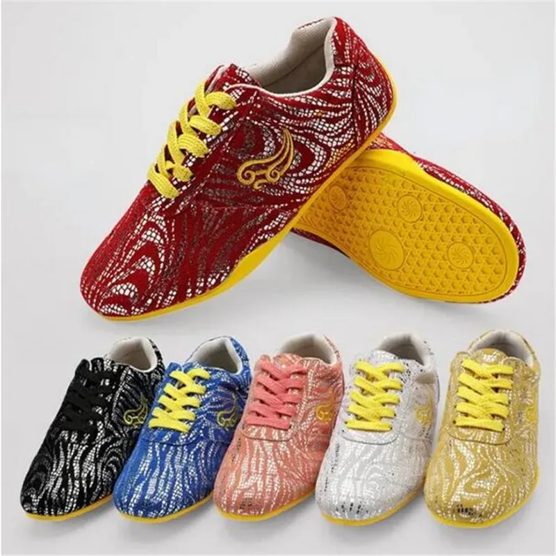 

Quality Couples Sequins Wushu Tai Chi Kungfu Glamorous Shoes Routine Martial Arts Shoes Professional Competition Shoes Men Woman