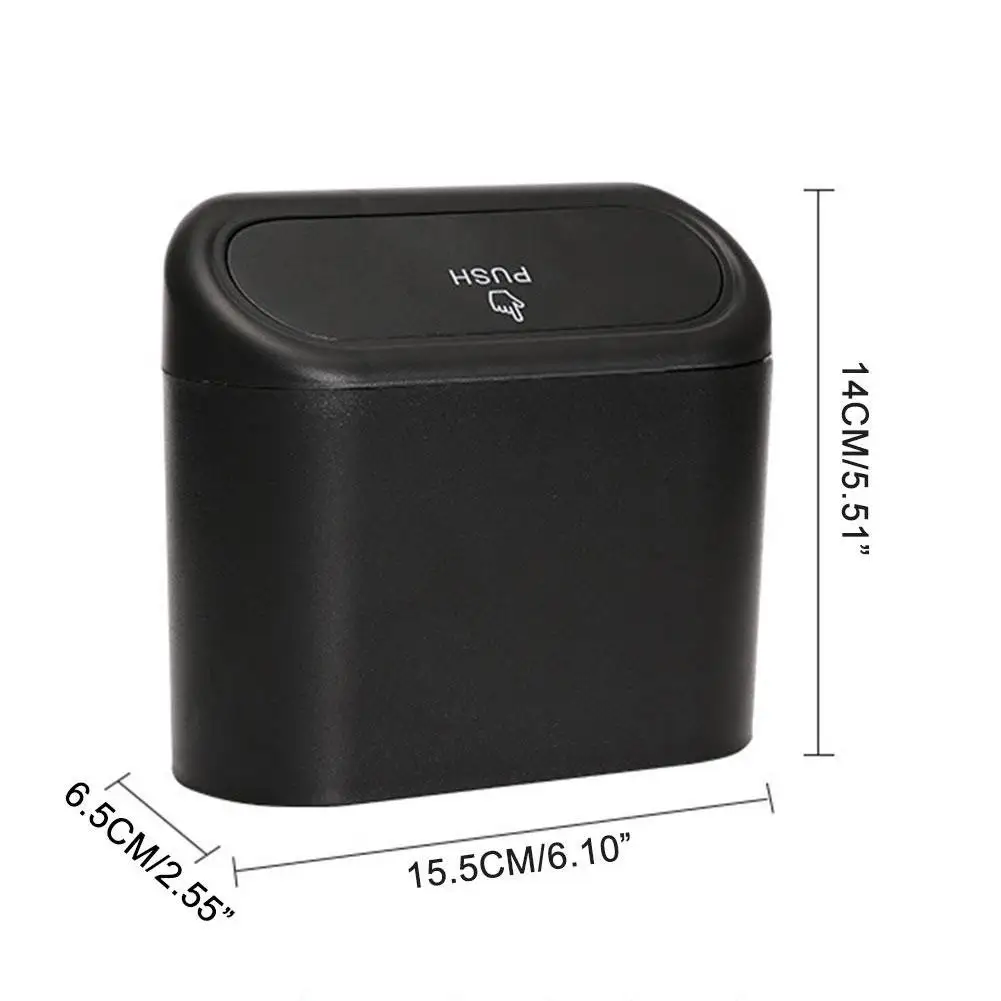 Car Flip Top Trash Can Car Clamshell Trash Bin Hanging Vehicle Garbage Dust Case Storage Box ABS Square Pressing Can