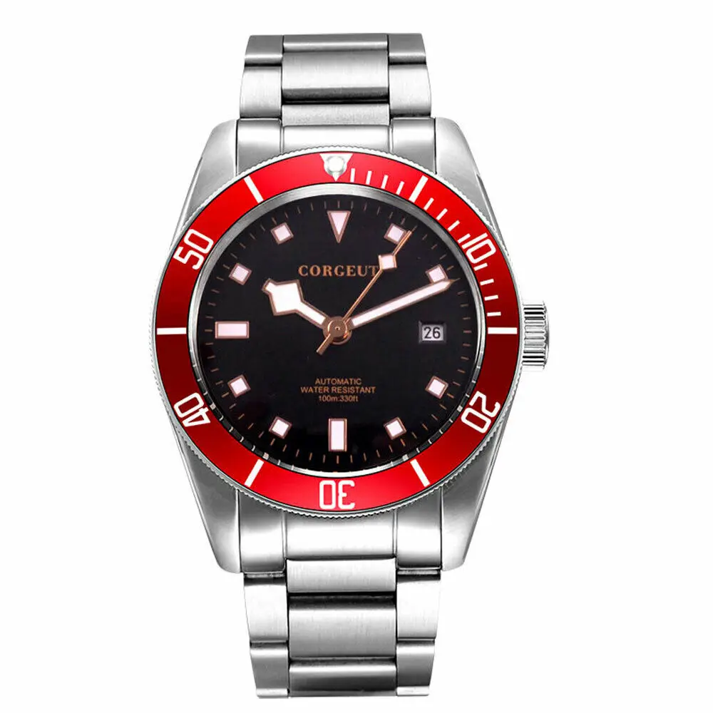 

Мужские автоматические часы с черным циферблатом, из нержавеющей стали