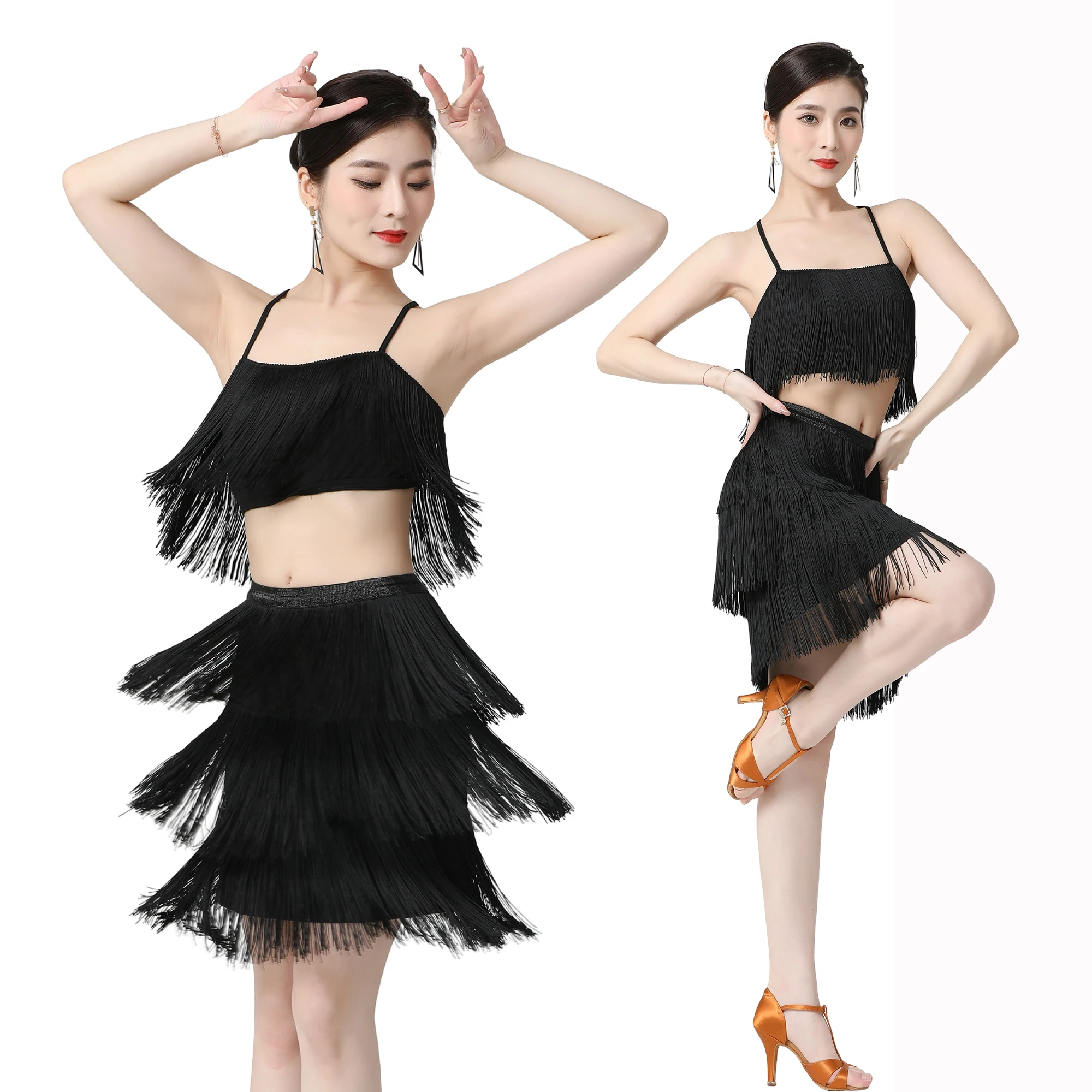 Lady Latin Skirt Belly Dance Tassel Fringe Ballroom Salsa Tango Rumba Dance  Festival Rave Dancewear Top Skirts Costume Plus Size - AliExpress