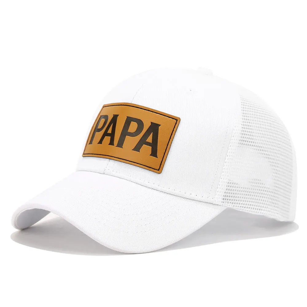 PAPA Letter Leather Patch Baseball Caps Adjustable Snapback Breathable Trucker Hat Casual Outdoor Sport Cap Lightweight Sun Hats 6