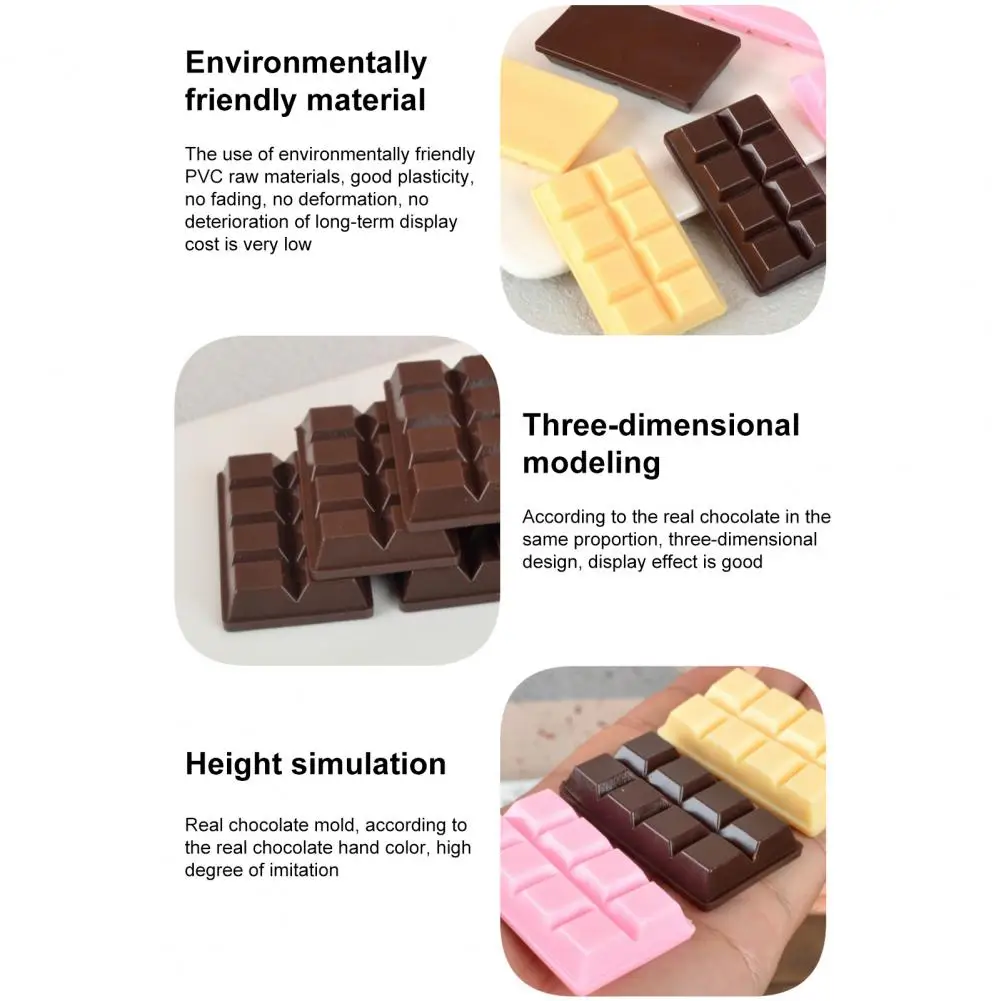 6*3.5cm 8 Grids Simulated Chocolate Model Lifelike Decorations For Parties Weddings Christmas Fake Chocolates Stick Ornaments