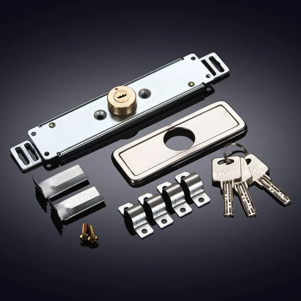 Description Picture 4 of itemNew Alloy Roller Shutter Door Lock with Key Middle Bottom Roll Gate Lock Hardware Cross Shaped Anti-theft Locks Garage