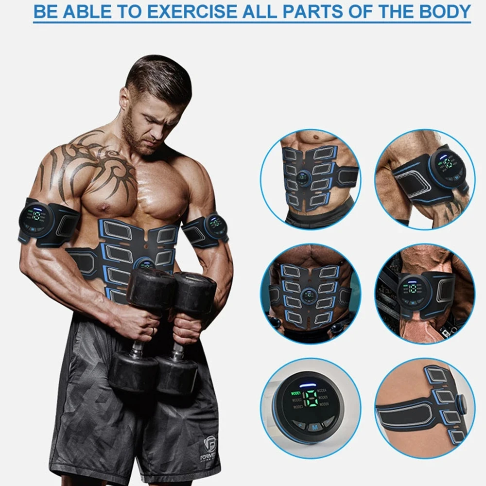 EMS Abdominal Muscle Stimulator Trainer USB Connect Abs Fitness Equipment Training Gear Muscles Electrostimulator Toner Massage