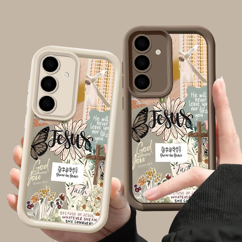 Jesus Flower Design Protective Phone Case - Elegant Floral Cover