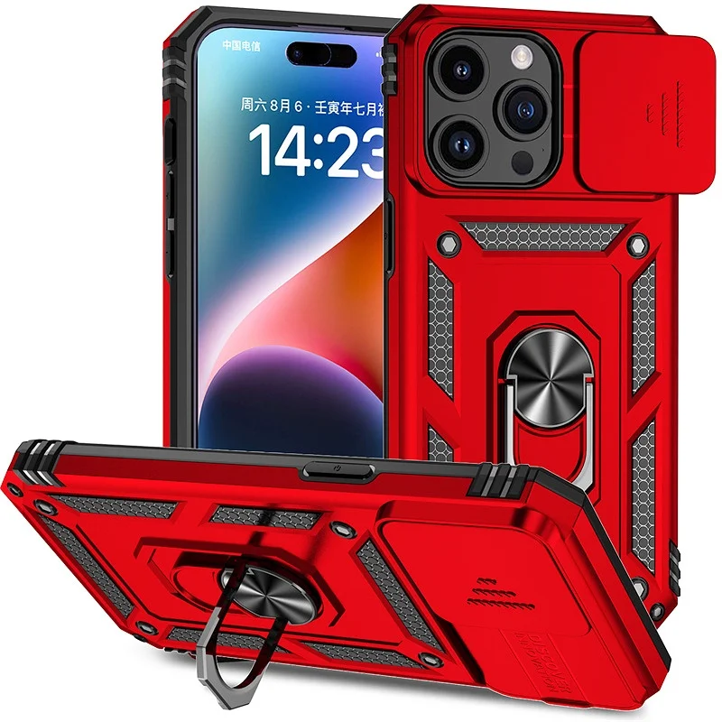 Shockproof Armor Case with Slide Lens Protector and Enhanced Back Cover