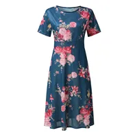 Summer Floral Print Long Dress Women Sexy Bohemian Beach Sundresses Casual Elegant O Neck Short Sleeve Loose Dress - Image 5