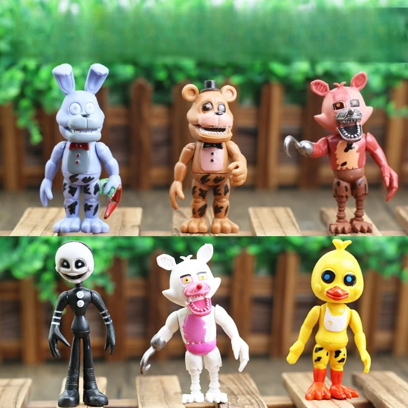 6pcs/set FNAF Figure Toys Freddy Bonnie Foxy Chica Figures Game Periphery Action Figure PVC Model Children's Gift Toy Figures